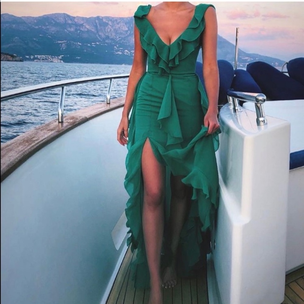 Emerald NICHOLAS Georgette Ruffle Dress